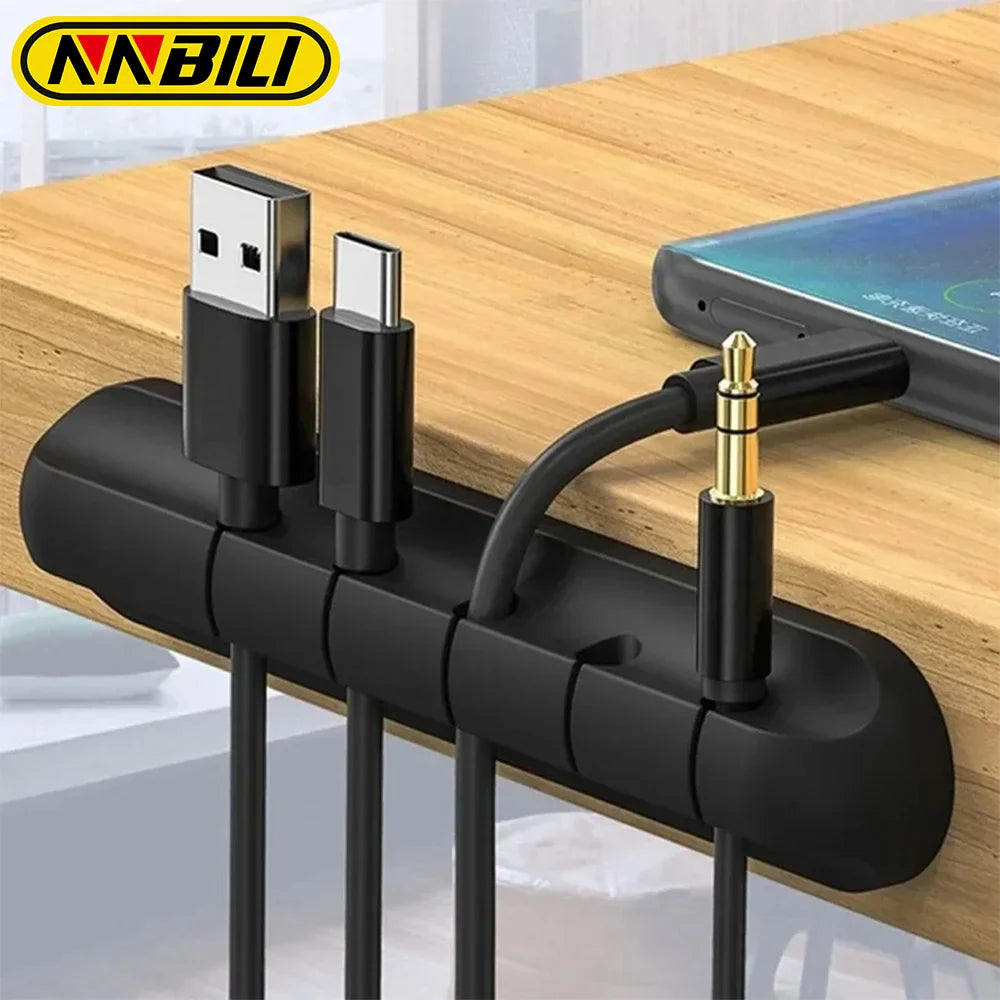 NNBILI Silicone USB Cable Organizer Cable Winder Desktop Tidy